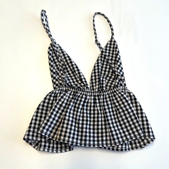 Superdown Paula Peplum Top in Gingham Checker - Picture 3 of 3